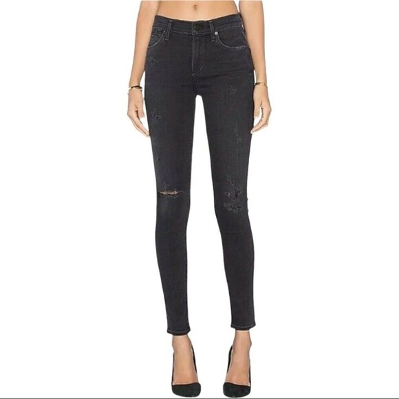 citizens of Humanity Rocket High Rise Skinny Jeans Black Ripped Womens 23 - Picture 1 of 7